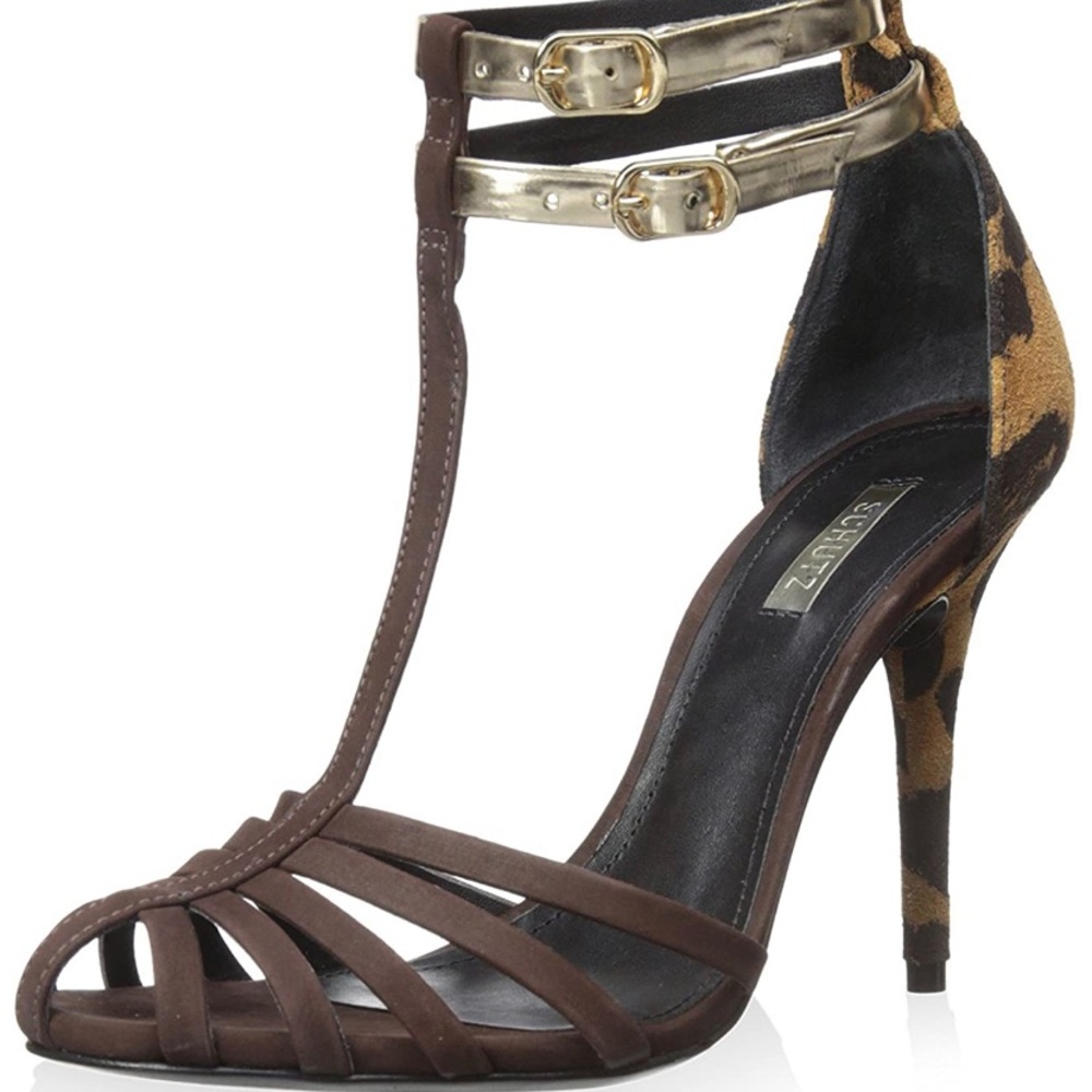 DONATED SCHUTZ Leopard high heel sandals